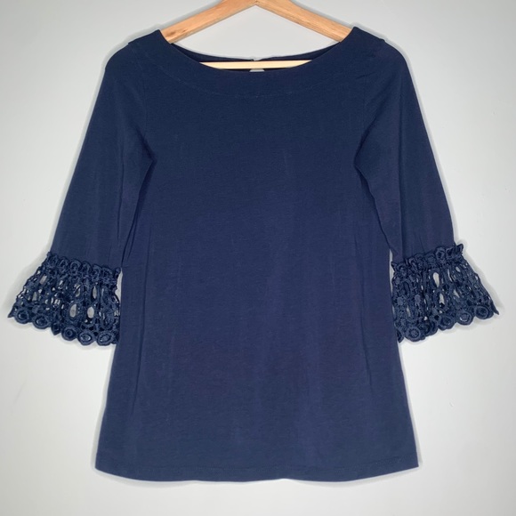 Lilly Pulitzer Blue Waverly 3/4 Bell Sleeves Lace - Picture 4 of 11